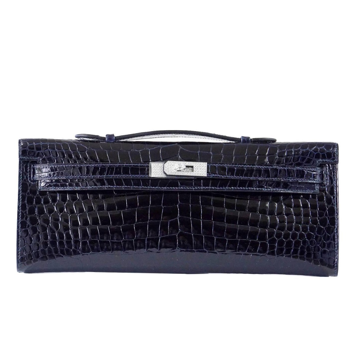 Hermès Kelly Cut Blue Marine Crocodile Set Diamond